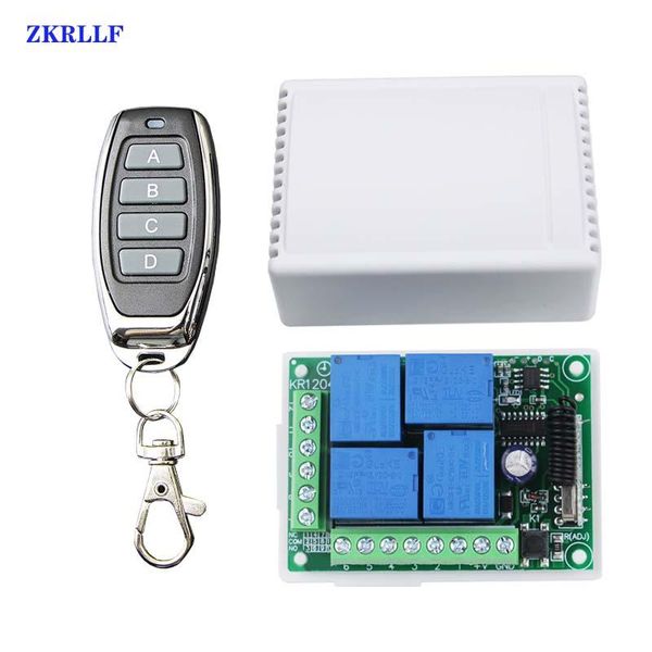 

433mhz dc 12v 4ch universal wireless remote rf relay and transmitter garage/fan/led/light/home appliance control switch controlers