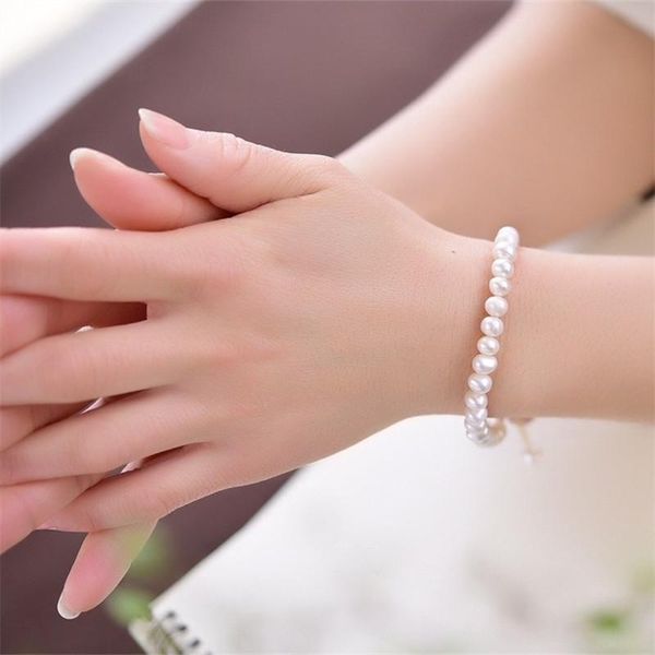 

beaded, strands korea sweet natural freshwater pearl crystal bracelet female aventurine pink strawberry beaded for lady fashion, Black
