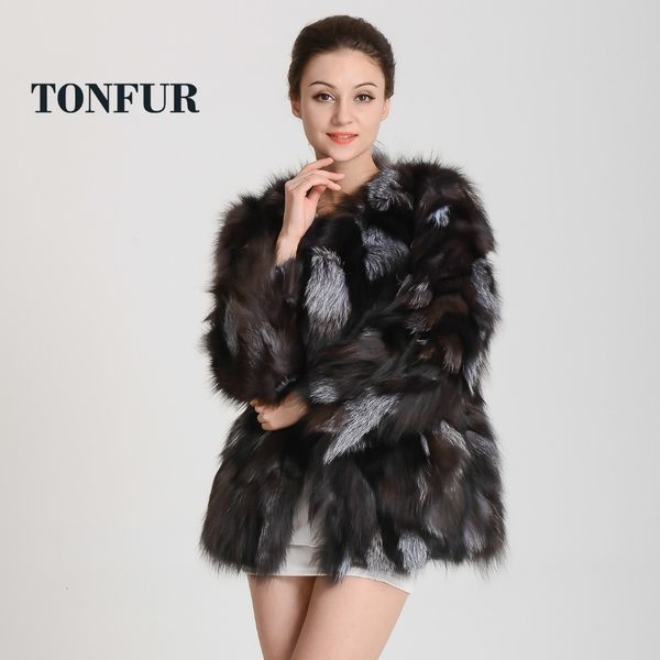 

arrival fashion brand furrier real long 100% natural fur coat dfp739, Black