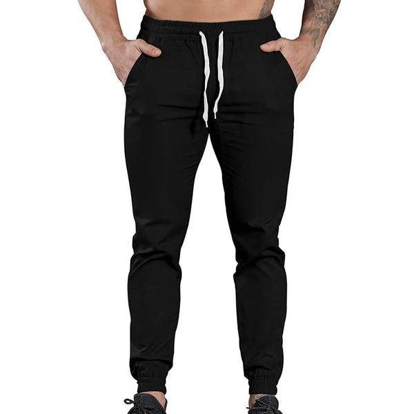 

men's pants fashion sport jogging fitness pant casual tracksuit loose sweatpants drawstring clothing male, Black