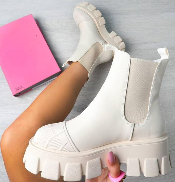 

boots 2021 fashion winter women's shoes thick-soled thick waterproof british high heels botas zapatillas mujer, Black