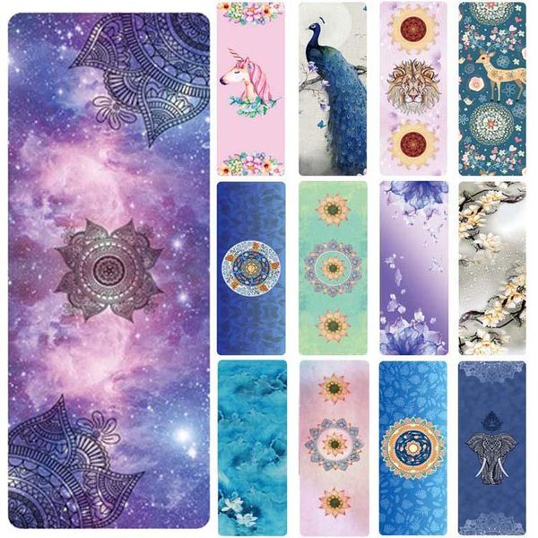 

non-slip yoga mat suede sports color printed slimming exercise gym travel pilates portable folding fitness mats