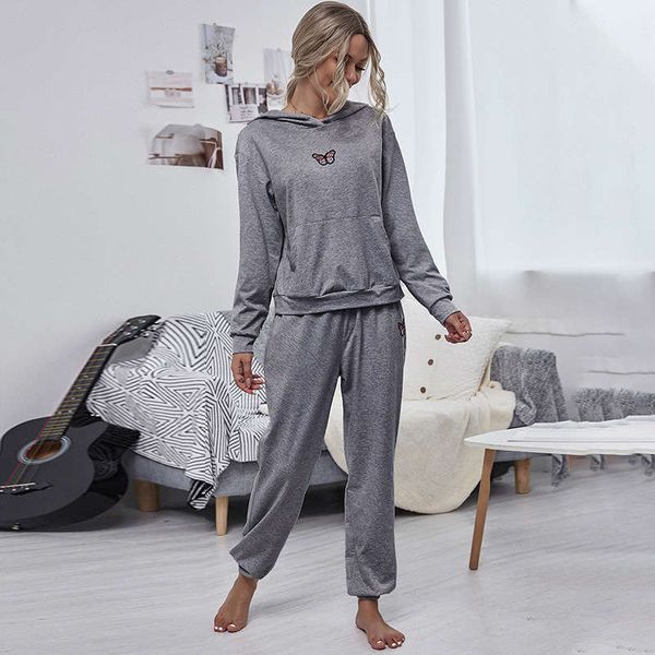 

tracksuits fashion women's fall hooded loose sports casual two piece suit, Gray
