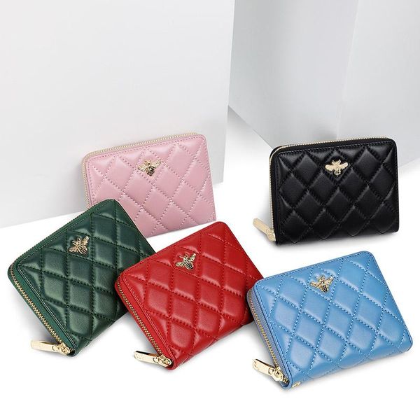 

card holders leather women's bag fashion sheepskin bank wallet personality zero, Brown;gray
