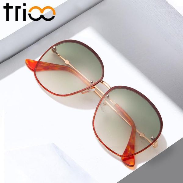 

sunglasses trioo high fashion chic green women oversized big frame sun glasses female clear color lens lunette gafas de sol, White;black