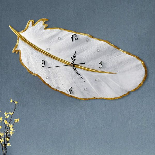 

wall clocks creative minimalist feather light luxury clock hanging simple modern home decoration bedroom living room lx110223