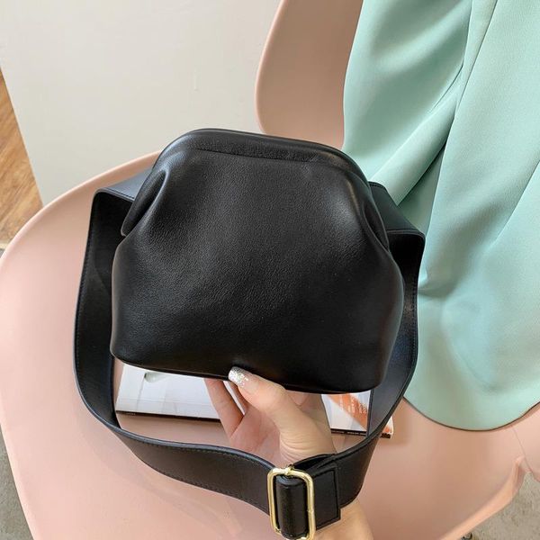 

foreign trade popular female bag fashion clip bun single cross-border strap shoulder wide solid color 2021 new frjfc