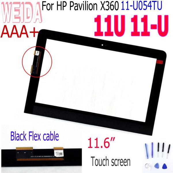 

11.6" touch for pavilion x360 11u 11-u 11-u054tu 11-ab screen digitizer black flex cable tablet pc screens