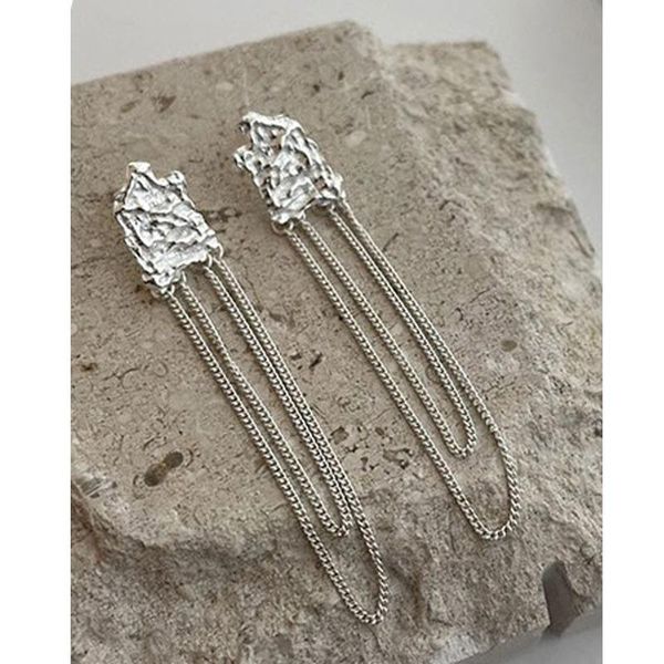 

stud mlkenly 100% 925 sterling silver lava tassel earrings female design sense long elegant trendy, Golden;silver