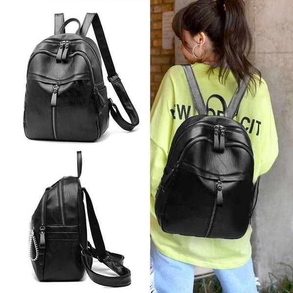 

outdoor bags women pu leather backpack travel packsack daily school casual bag hsj88