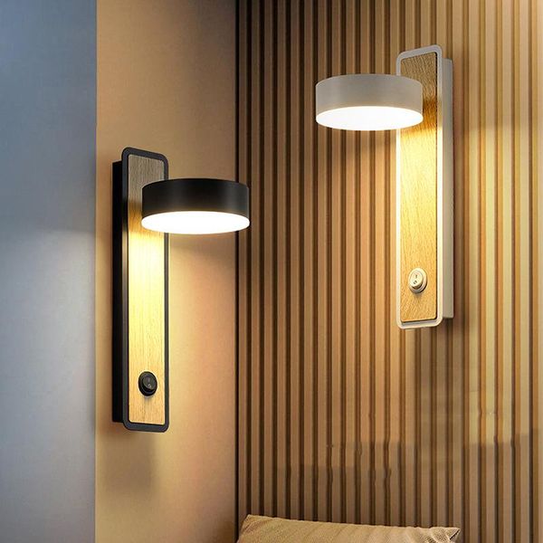 

wall lamps wooden art rotatable lamp with switch bedside corridor aisle stairs creative indoor lighting modern luminaire bedroom light