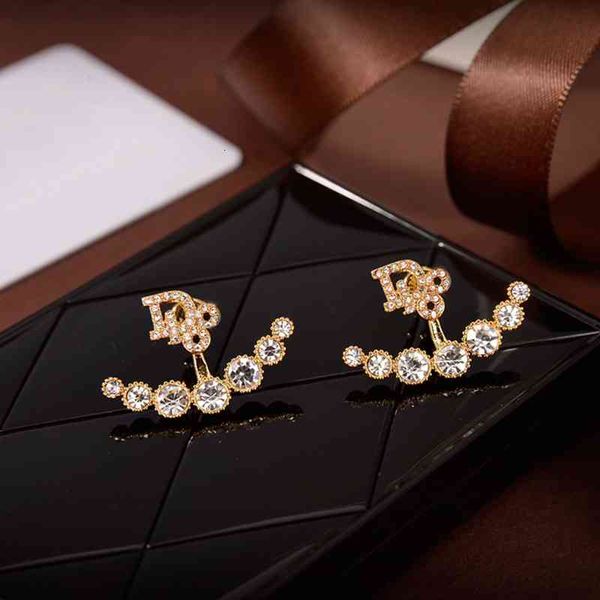 

luxury designer fashion full jewelry earrings diamond letters d family 2021 gold, Red;brown