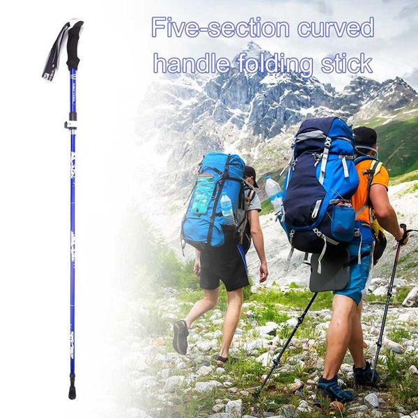 

trekking poles walking stick hiking trail ultralight 5-section adjustable canes aluminum alloy folding cane sticks