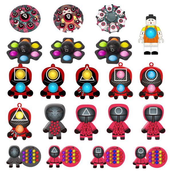 

2021 fidget korean game squid rat killing pioneer decompression key chain bubble music squid game around to play