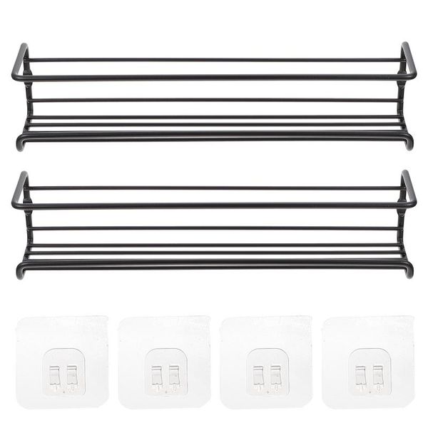 

kitchen storage & organization 2pcs wall mounted seasoning racks spice shelves (black)