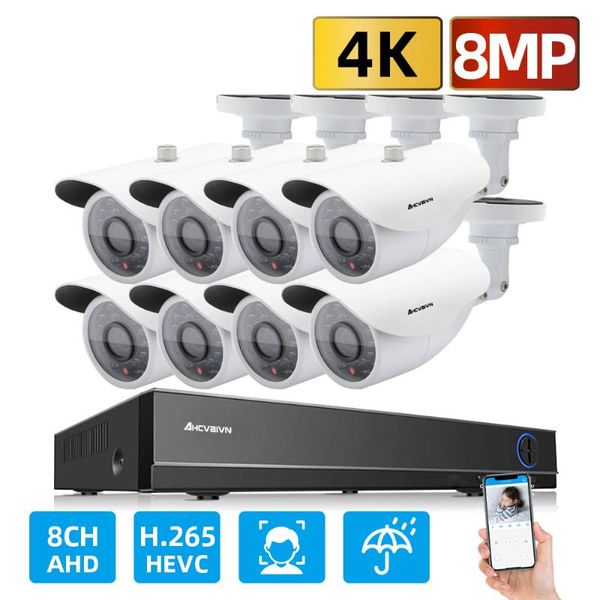 

video surveillance kit 4k hd dvr cctv system for home security 8.0mp 4/8pcs ahd camera set with 1tb wireless kits