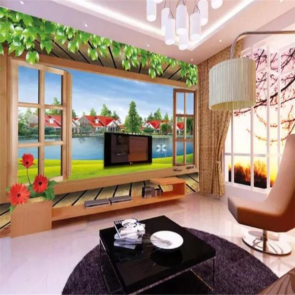 

wallpapers decorative wallpaper 3d painting on the background wall outside window