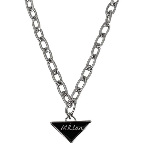 

chains triangle letter pendant neutral necklace summer clavicle chain advanced sense versatile men's and women's fashion 2021, Silver