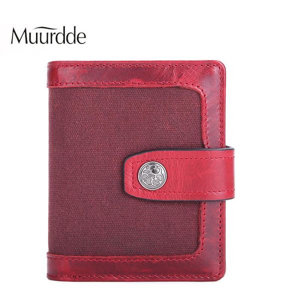 

wallets retro men's wallet leather short multi-function waterproof oil wax cloth purse po card sets, Red;black