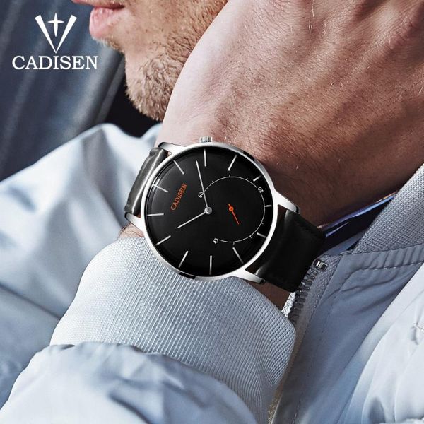 

wristwatches cadisen men's watch military ultra-thin curved glass fashion simple design quartz leisure business sports waterproof, Slivery;brown