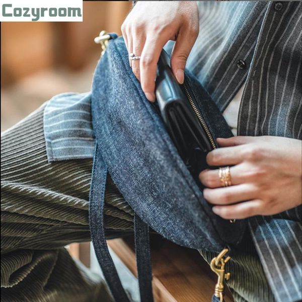 

tooling japanese vintage denim large-capacity messenger rugby bag letters commuter single shoulder chest men backpack