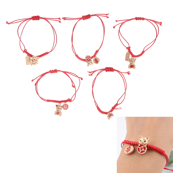 

charm bracelets 2022 chinese year tiger rope red string handmade craft gift bracelet for women men, Golden;silver