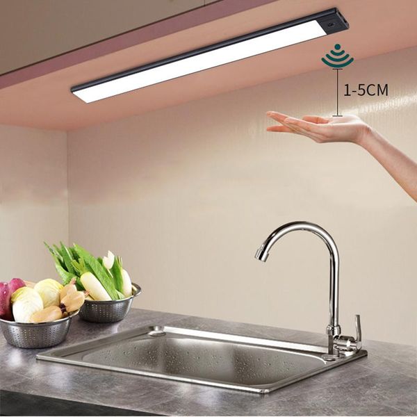 

12/23/40cm led kitchen light hand sweep sensor under cabinet lamp rechargeable night for home wardrobe toilet