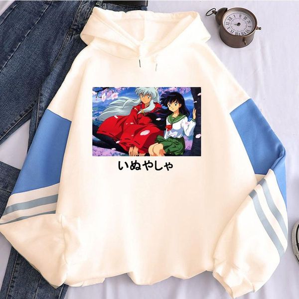 

men's hoodies & sweatshirts 2021 japan anime cartoon inuyasha hoodie sweatshirt printed streetwear men / women casual manga oversized, Black