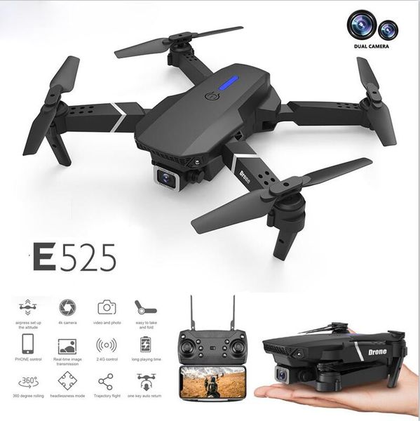 Intelligent Uav Aircraft LS-E525 Drone 4k HD Dual-Lens Telecomando Mini droni elettrici WiFi 1080p Trasmissione in tempo reale Giocattoli pieghevoli RC Quadcopter