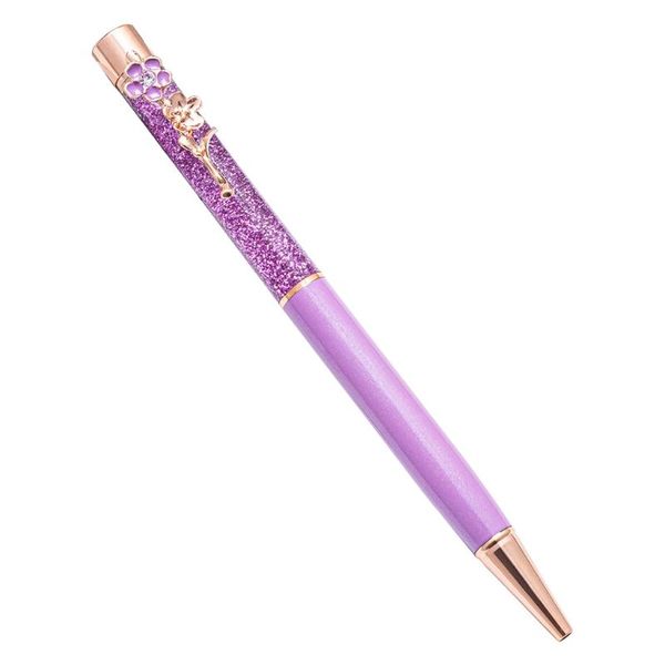

liquid quicksand ballpoint pen with flower decoration 1.0mm metal oil stationery office school supplies drop pens, Blue;orange