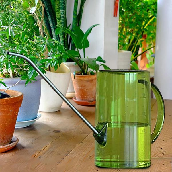 

watering equipments 1l transparent flower sprinkler stainless steel long mouth can garden planting pot household supplies
