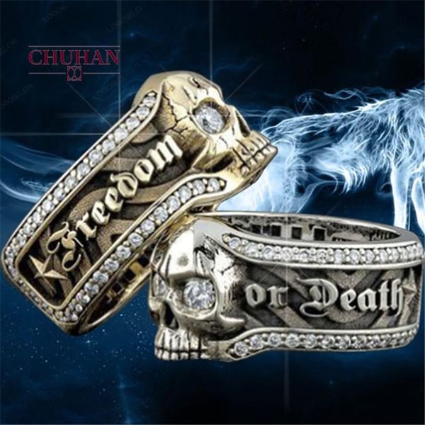 

cluster rings chuhan retro stainless steel gothic male jewelry selling ring men's hip hop punk style j523, Golden;silver