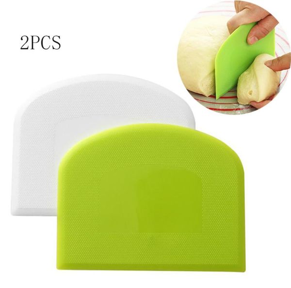 

baking & pastry tools 2pcs plastic cutter pizza dough scraper cake spatulas fondant white trapezoid bread baker butter knife
