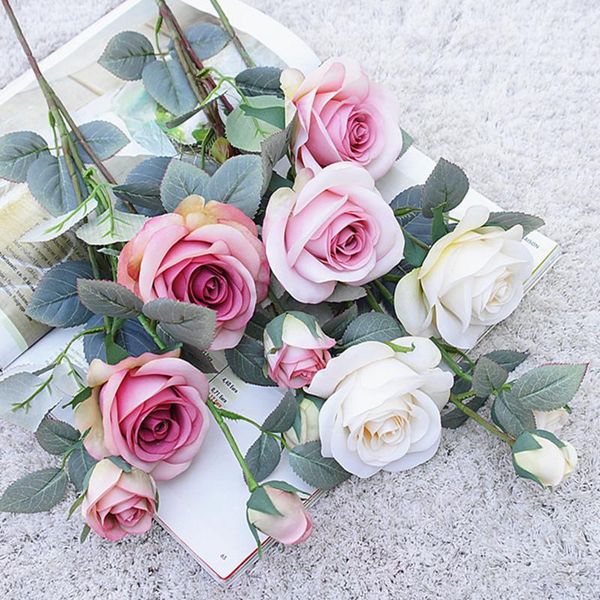 

decorative flowers & wreaths luxury roses branch fall artificial home decoration pography wedding supplies fake flower silk flores