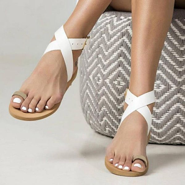 

women's sandals slippers summer boho style flat shoes women comfortable vacation beach #5.4, Black