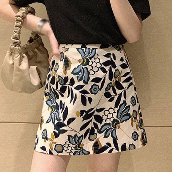 

skirts fashion summer high waist skirt women print short female casual, Black