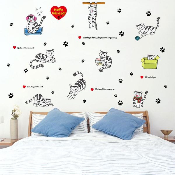 

wall stickers beauty cat home decor pvc for baby kids rooms art mural drop