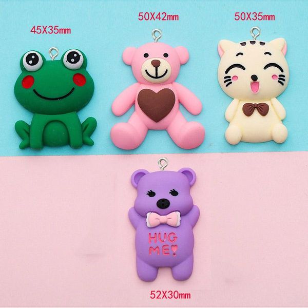 

charms 2pcs cartoon hug me bear cat resin pendant for jewelry making diy findings earrings bracelet necklace accessories, Bronze;silver