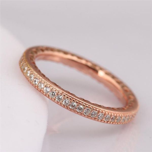 

sterling silver ring rose gold stackable love hearts with crystal for women wedding party gift fine jewelry cluster rings, Golden;silver