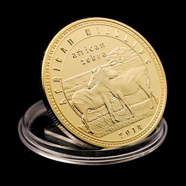 

10pcs non magnetic gold plated african wildlife zebra zambia kwacha animal souvenirs coin medal collectible challenge coins challenger
