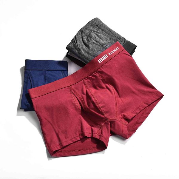 

long term pure cotton men's fattening plus size underwear wide edge youth open red boxer pants, Black;white