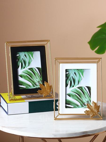 

frames fashion light luxury metal po frame display home decor nordic glass picture creative plant specimen pograph holder