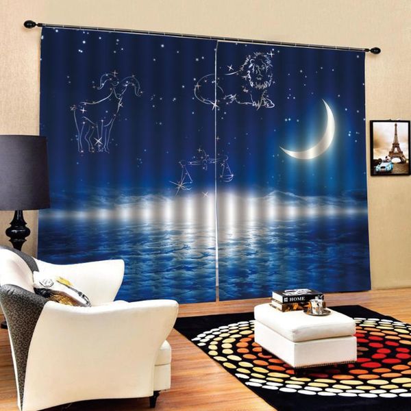 

curtain & drapes blue curtains moon 3d blackout for living room bedding cotinas para sala