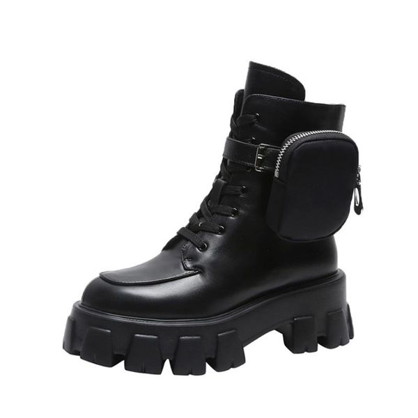 

boots 2021fw women boot with pocket platform outsole, pu material, Black