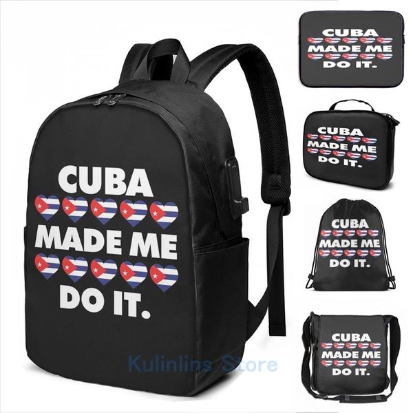

backpack funny graphic print cuba made me do it usb charge men school bags women bag travel laptop
