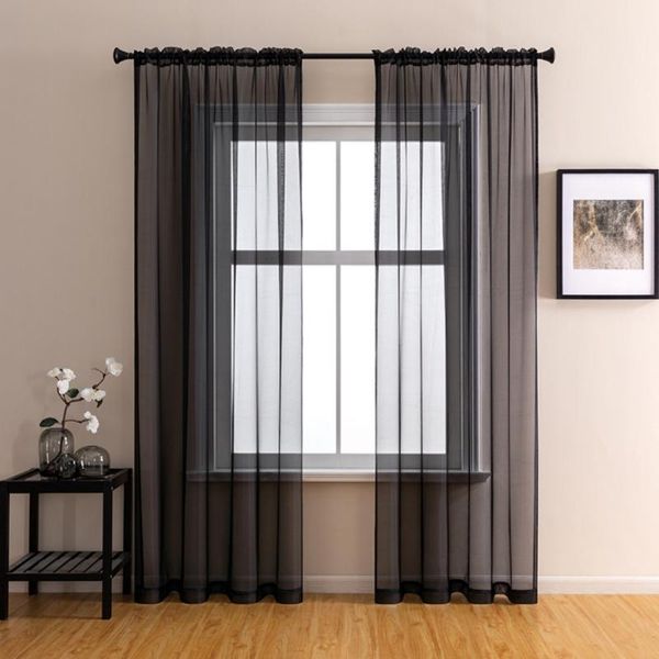 

curtain & drapes window gauze curtains black/white treatment semi sheer voile for bedroom decor