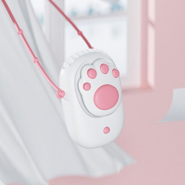 

electric fans cute cat shape hanging neck fan portable handheld usb charging small cooler h05f