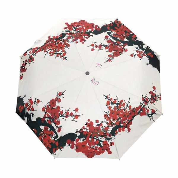 

umbrellas chinese umbrella rain sun guarda chuva flower bonecas full automatic anti uv protection adults 3 fold women's