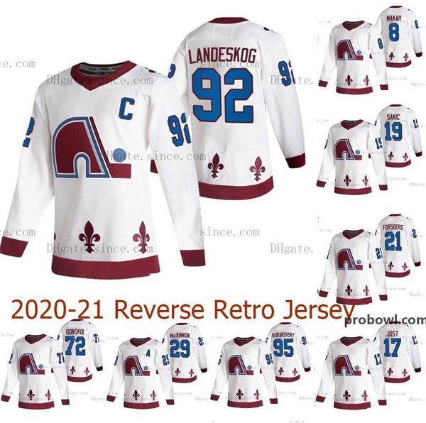 

colorado avalanche nathan mackinnon 2020-21 reverse retro hockey jersey cale makar tyson jost gabriel landeskog mikko rantanen cole, s-4xl, Black;red
