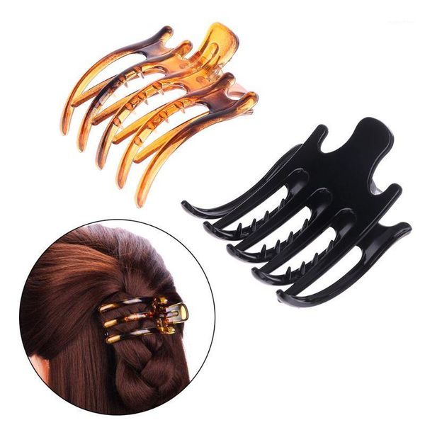 

women lady girls simple non slip grip large claw 5 hair clip clamp black1